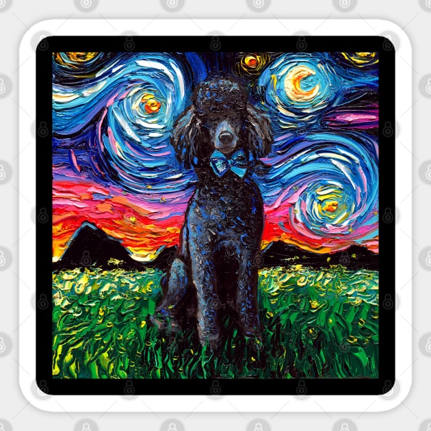 Black Poodle Night Sticker by sagittariusgallery